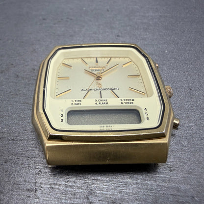 Citizen Analog Digital Watch Men 33mm Champagne Dial Gold Tone 4-082184 PARTS3