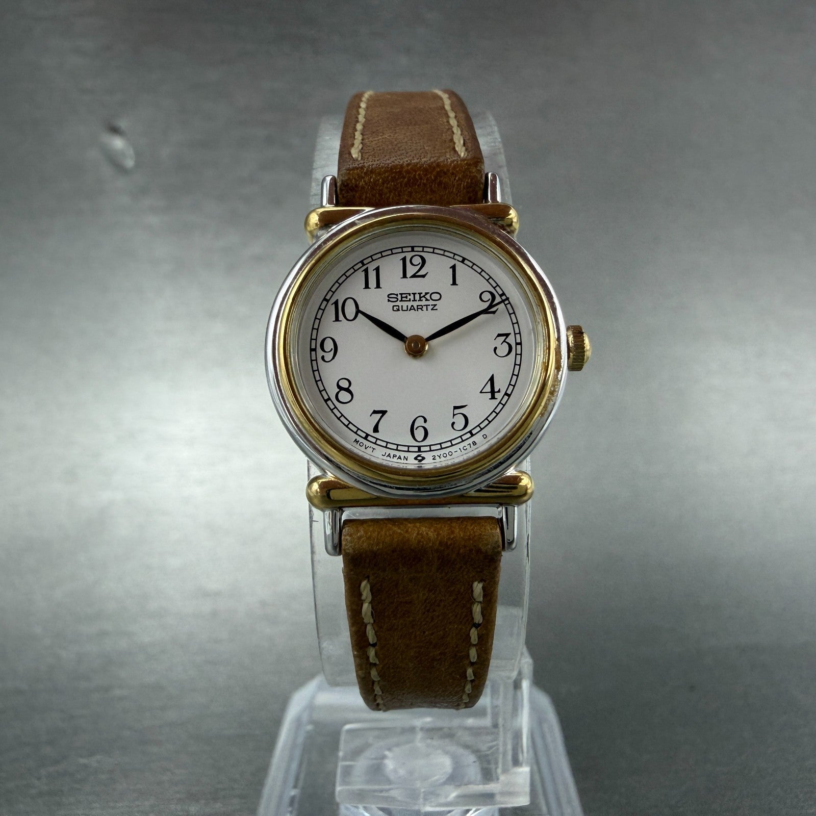 Seiko Watch Women 20mm White Dial Two Tone Round Vintage 2Y00-0B19 New Battery5