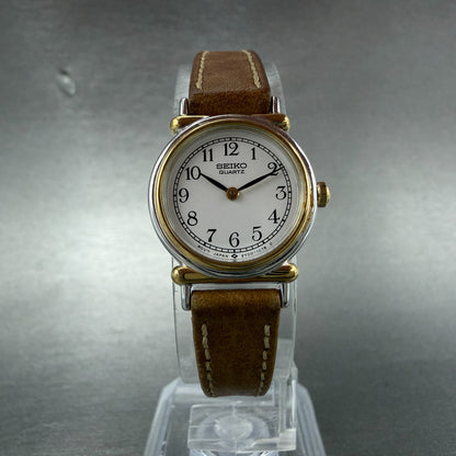 Seiko Watch Women 20mm White Dial Two Tone Round Vintage 2Y00-0B19 New Battery5