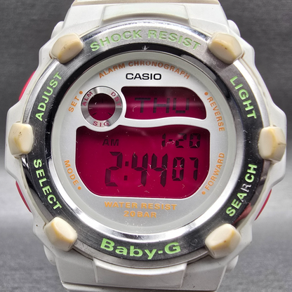 Casio Baby-G BG-3000A Watch Women 40mm Pink White Chronograph Alarm New BatteryP1
