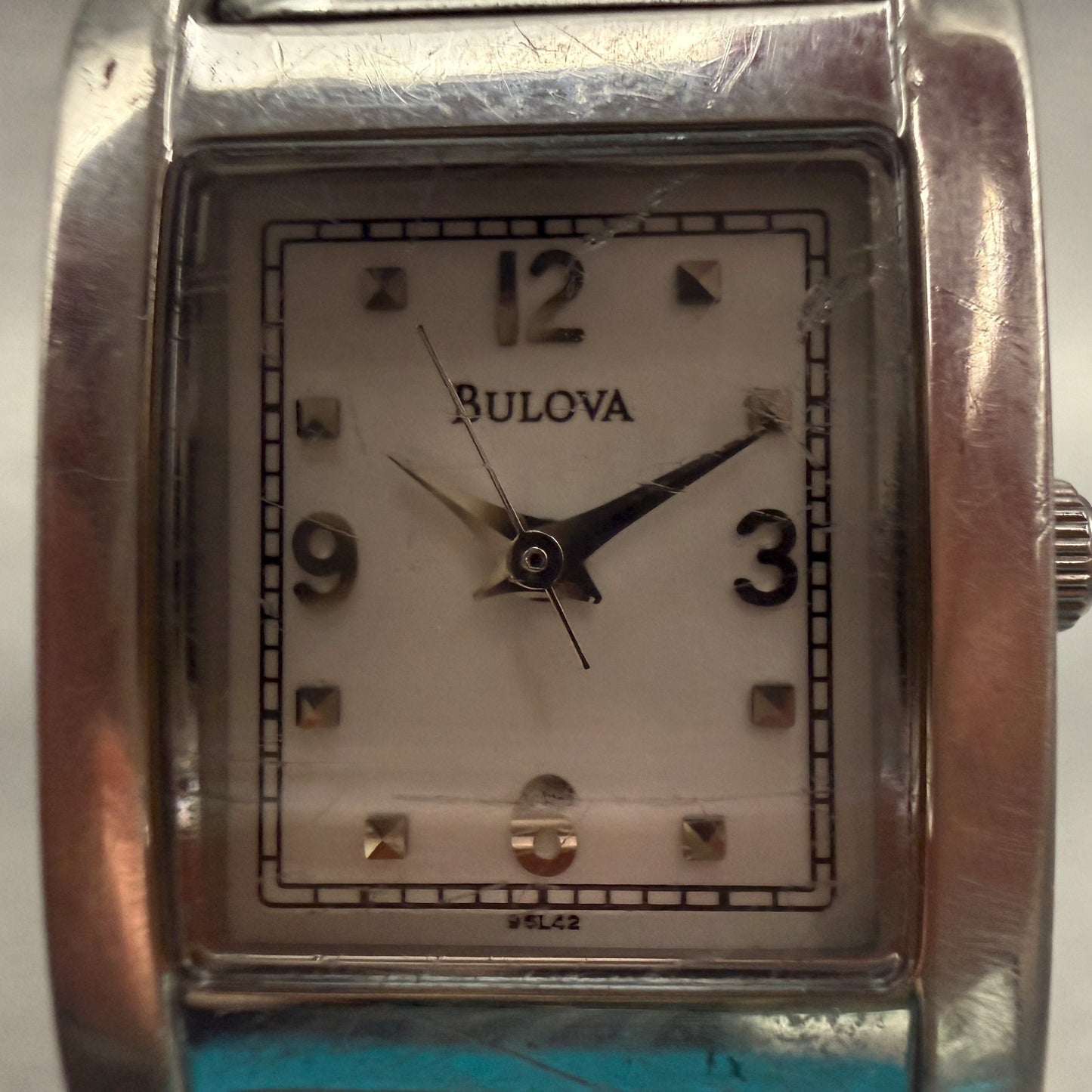 Bulova Tank Watch Women 21mm White Dial Silver Tone Rectangle 96L42 New Battery1