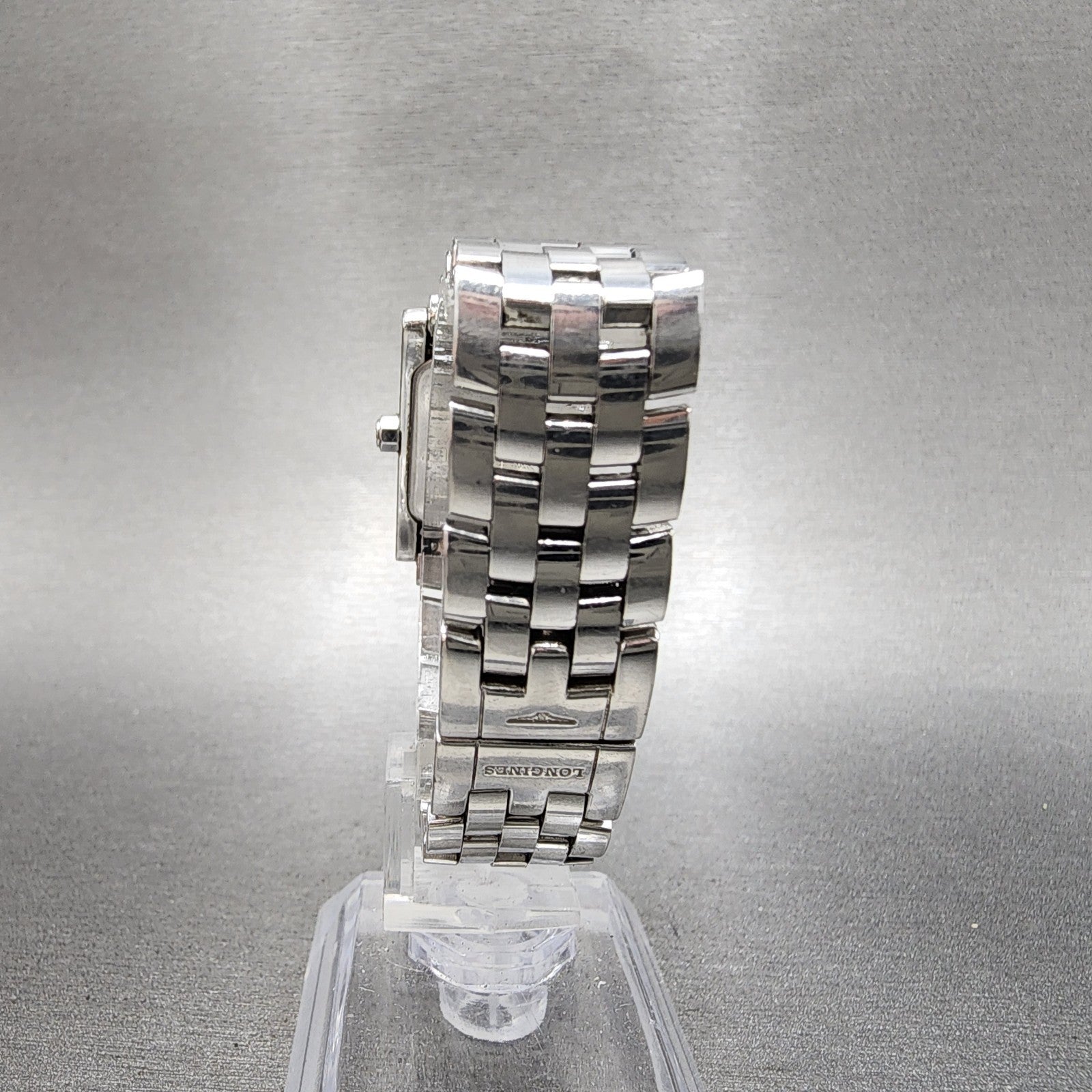Longines Dolce Vita tank Watch Women 20mm White Dial Steel Rectangle New Batt B17