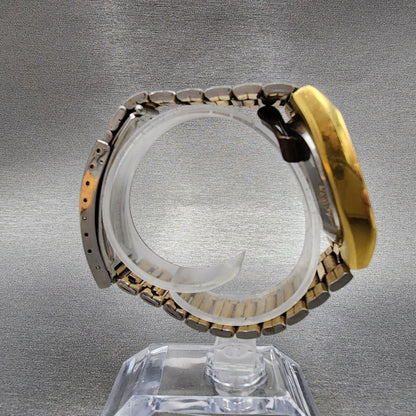 Seiko Digital Watch Men 34mm Gold Tone M154-4029 New Battery READ!!!!
