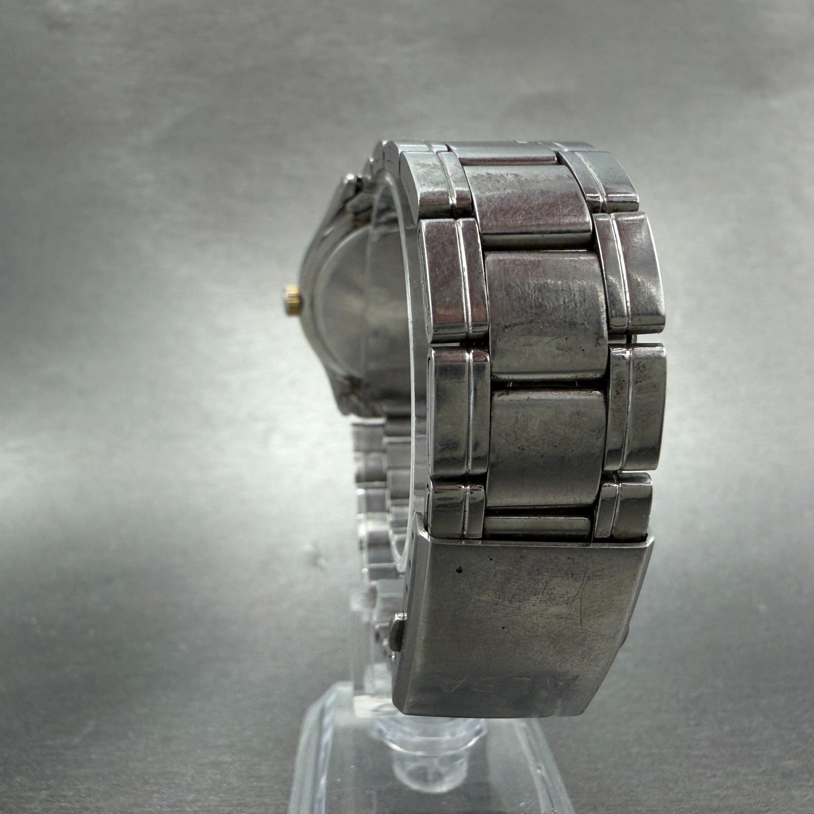 Seiko ALBA Watch Men 36mm White Dial Two Tone Date Round 7N42-0AD0 PARTS8