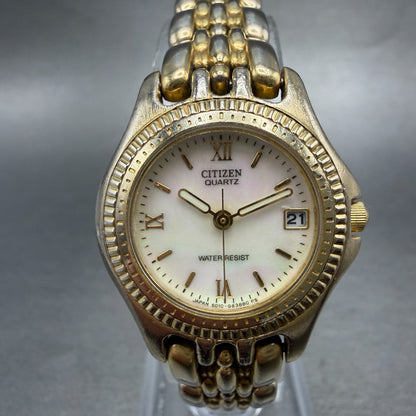 Citizen Watch Women 25mm MOP Dial Gold Tone Date Round 6010-G14083 New Battery0