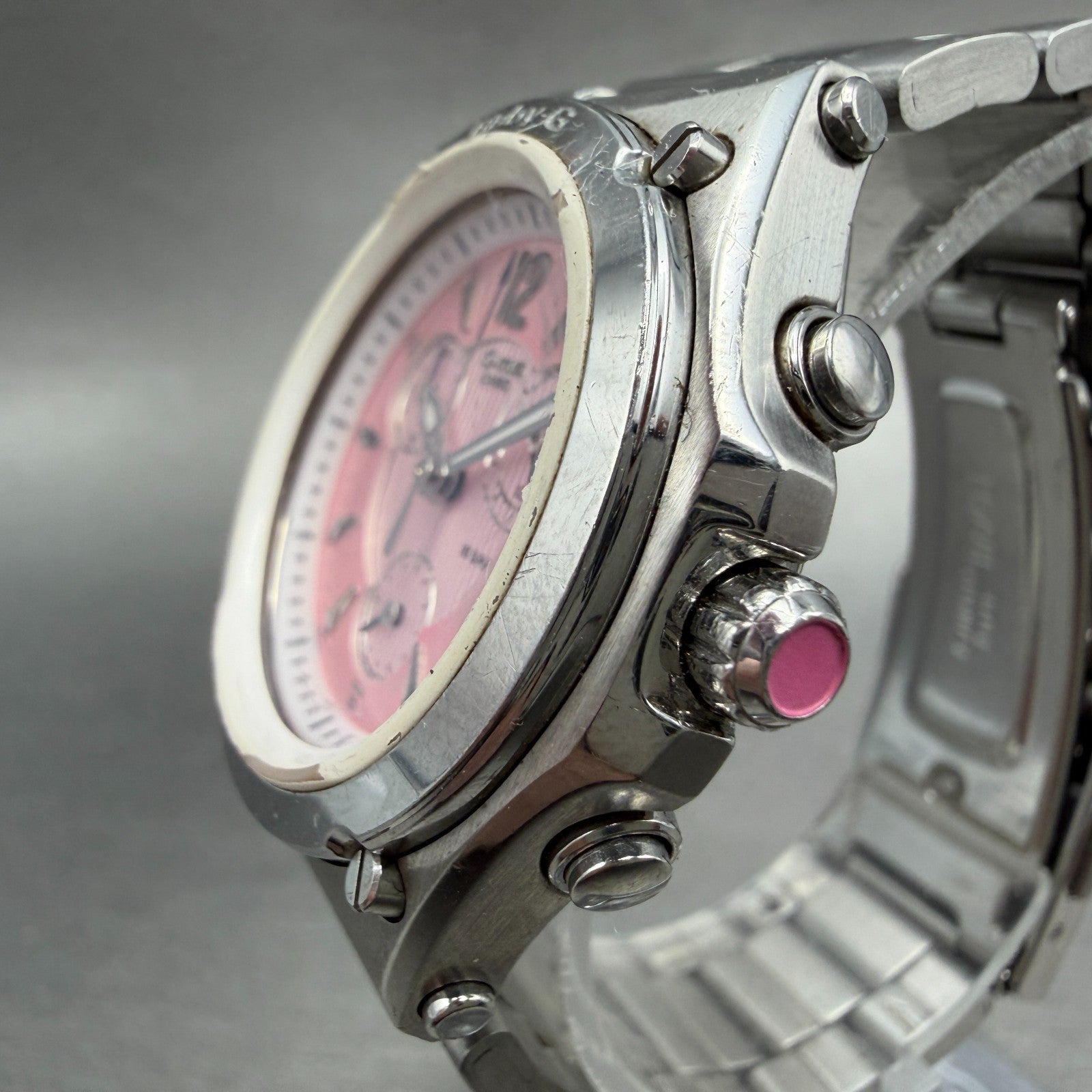 Casio Baby-G Chronograph Watch Women 37mm Pink Dial Steel Date Round New Battery2