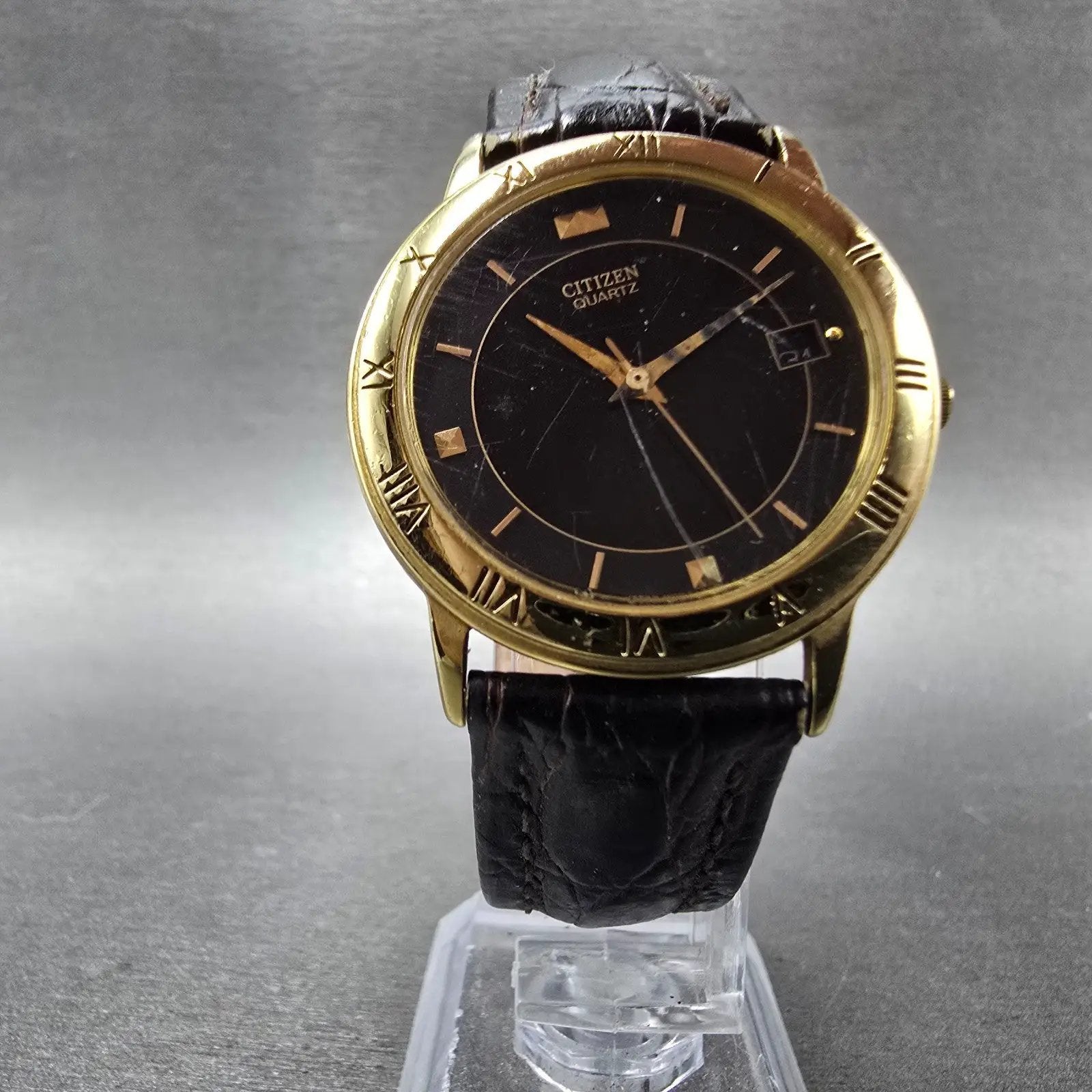 Citizen Watch Men 33mm Black Dial Gold Tone Date Round 5510-K06860 PARTS6