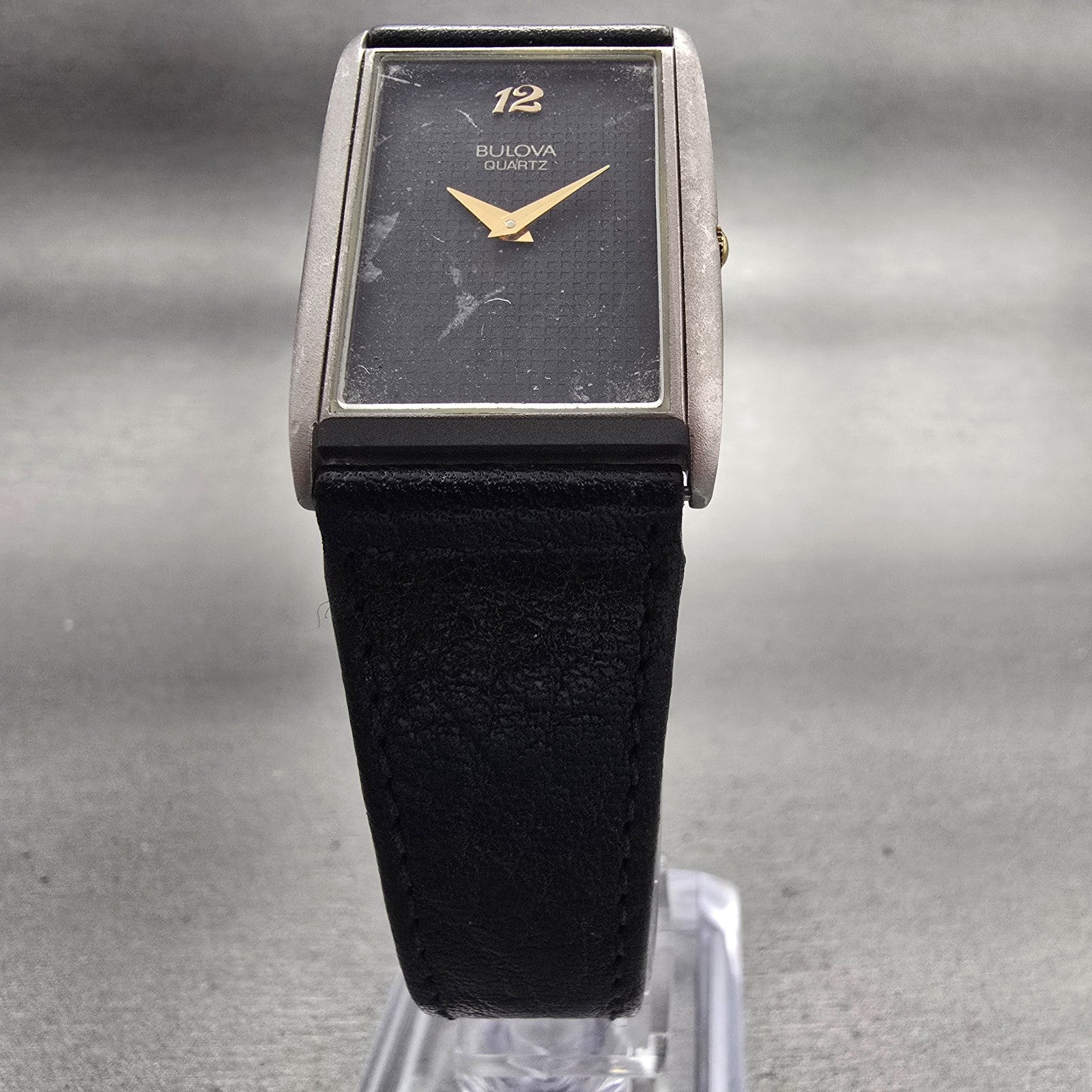 Bulova Watch Women 22mm Black Dial Silver Tone Rectangle 91M00 New Battery5