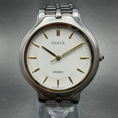 Seiko Dolce Watch Men 31mm White Dial Silver Tone Round 8n41-6100 New Battery2