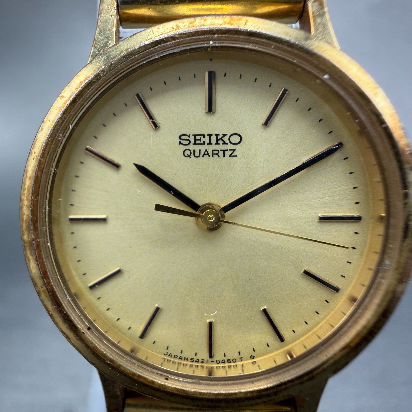 Seiko Watch Women 25mm Champagne Dial Gold Tone Round 5421-0090 New Battery1