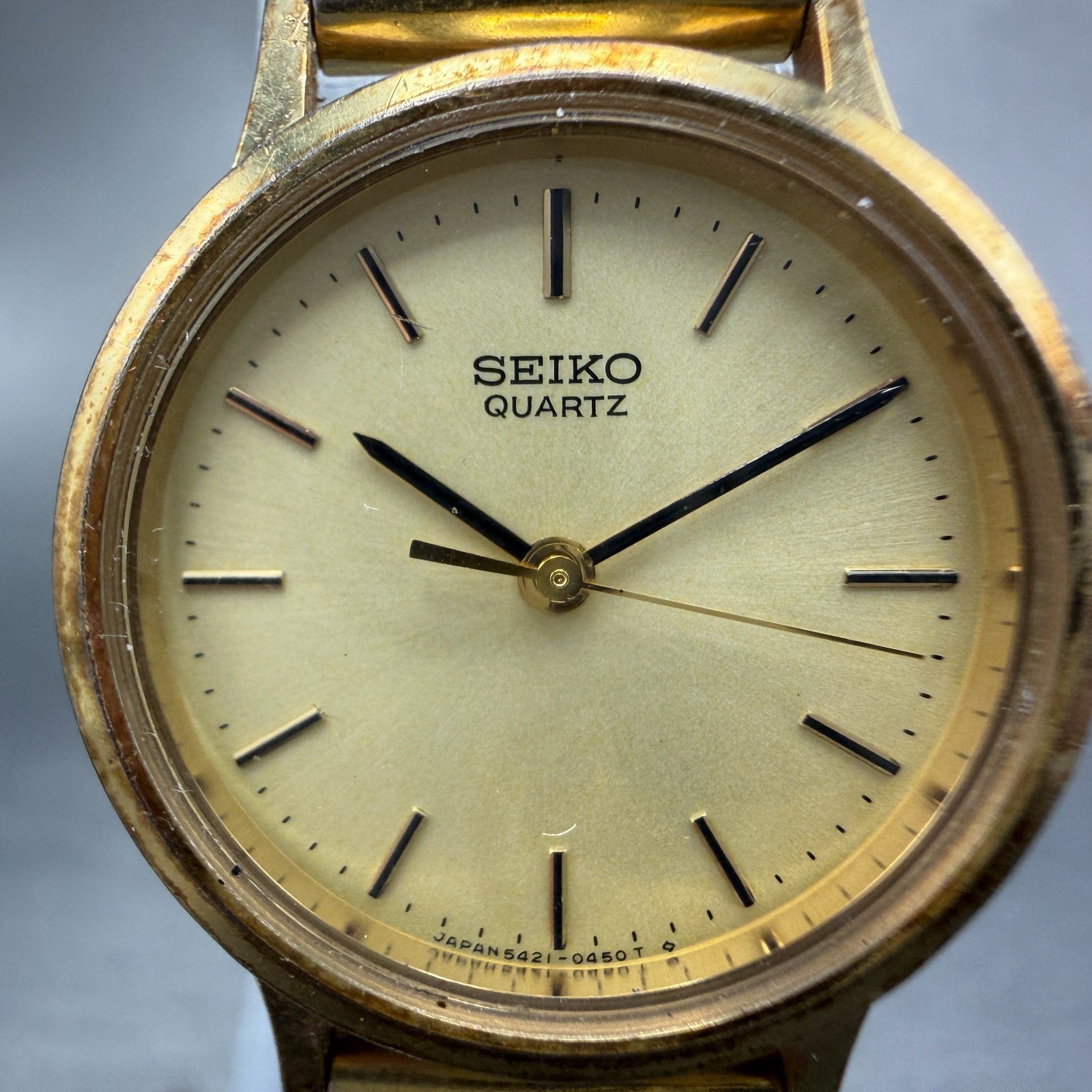 Seiko Watch Women 25mm Champagne Dial Gold Tone Round 5421-0090 New Battery1