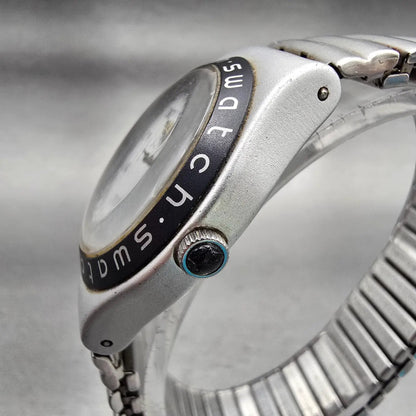 Swatch CONTRAST S Watch Men White Dial Silver Tone Round YLS1004 New Battery2