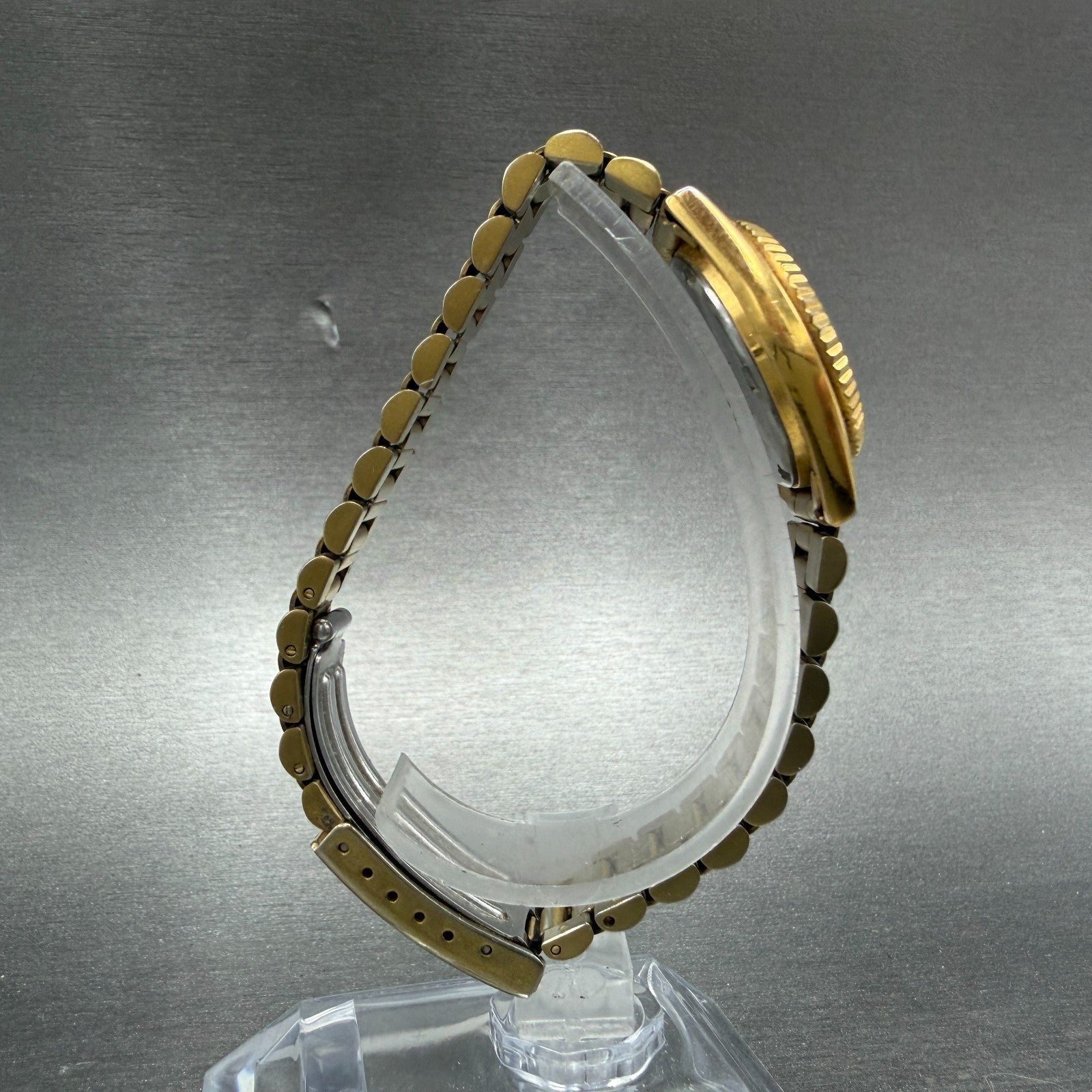 Seiko Watch Women 25mm Gold Dial Gold Tone Daydate Round 7N83-0041 New Battery 78