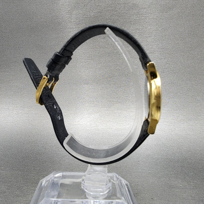 Movado Muesum Watch Women 25mm Black Dial Gold Tone Round 87 A1 845 New Battery8