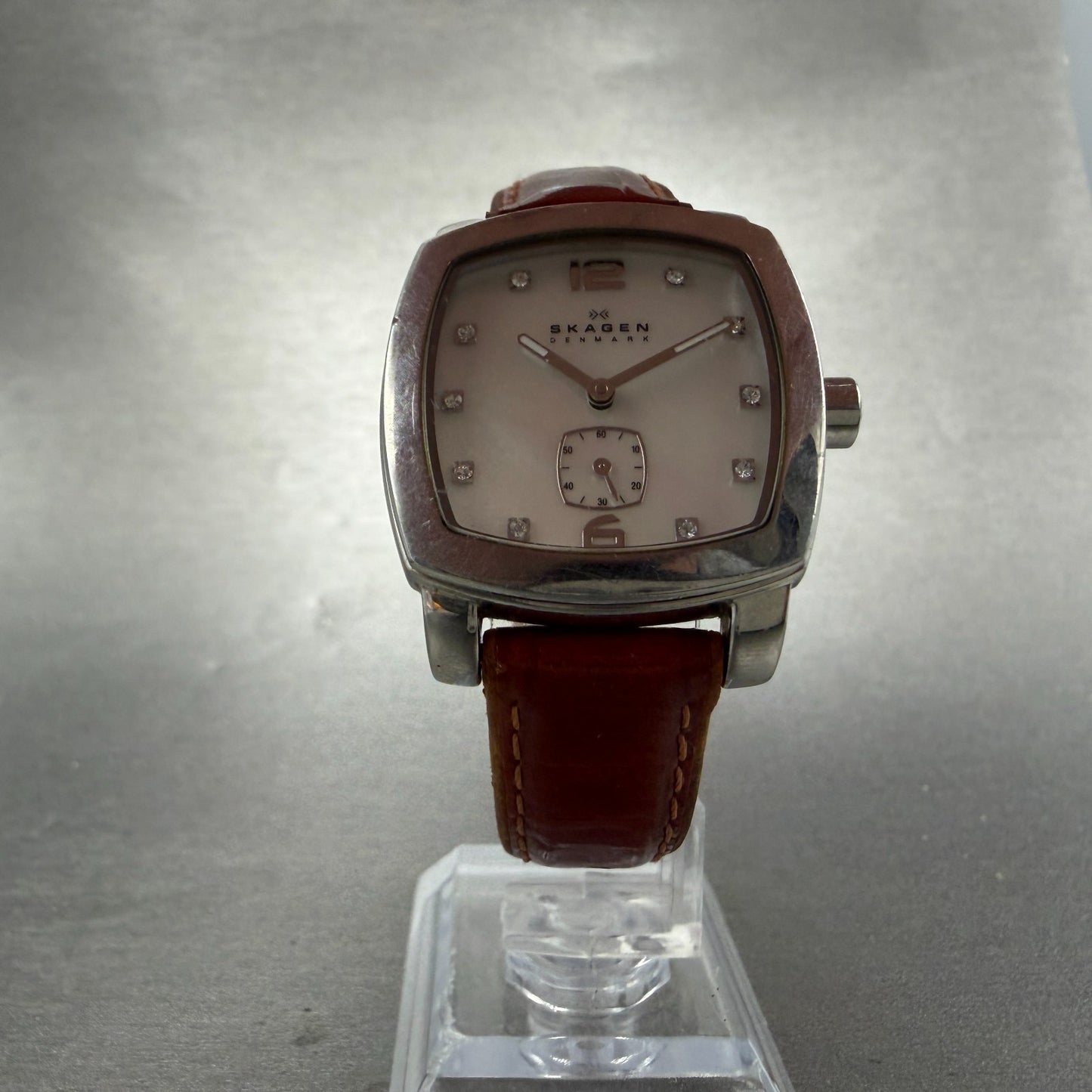 Skagen Watch Women 30mm MOP Dial Silver Tone Square 556SSL04 New Battery5