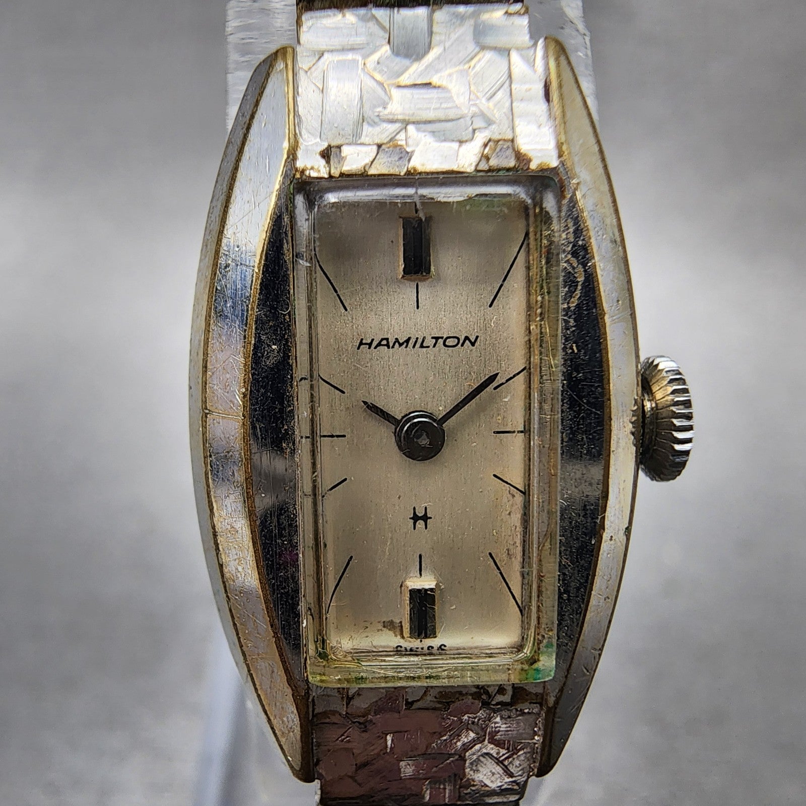 Hamilton Tank Watch Women 16mm White Dial Silver Tone Rectangle Manual Wind Runs1