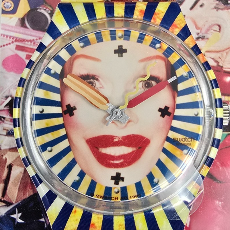 Swatch Time Tranny Watch Men 34mm David LaChapelle Round GZ163 New Battery NOS2