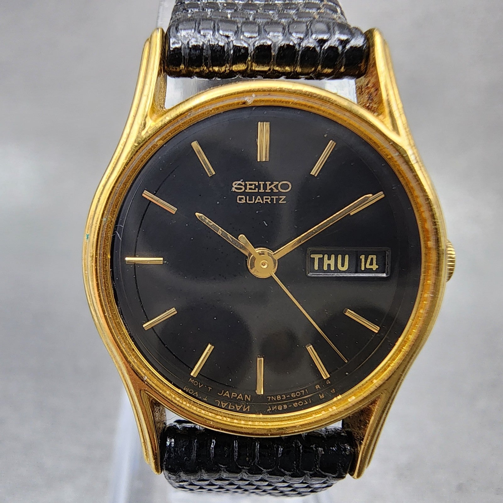 Seiko Watch Women 22mm Black Dial Gold Tone Daydate 7n836021 New Battery1