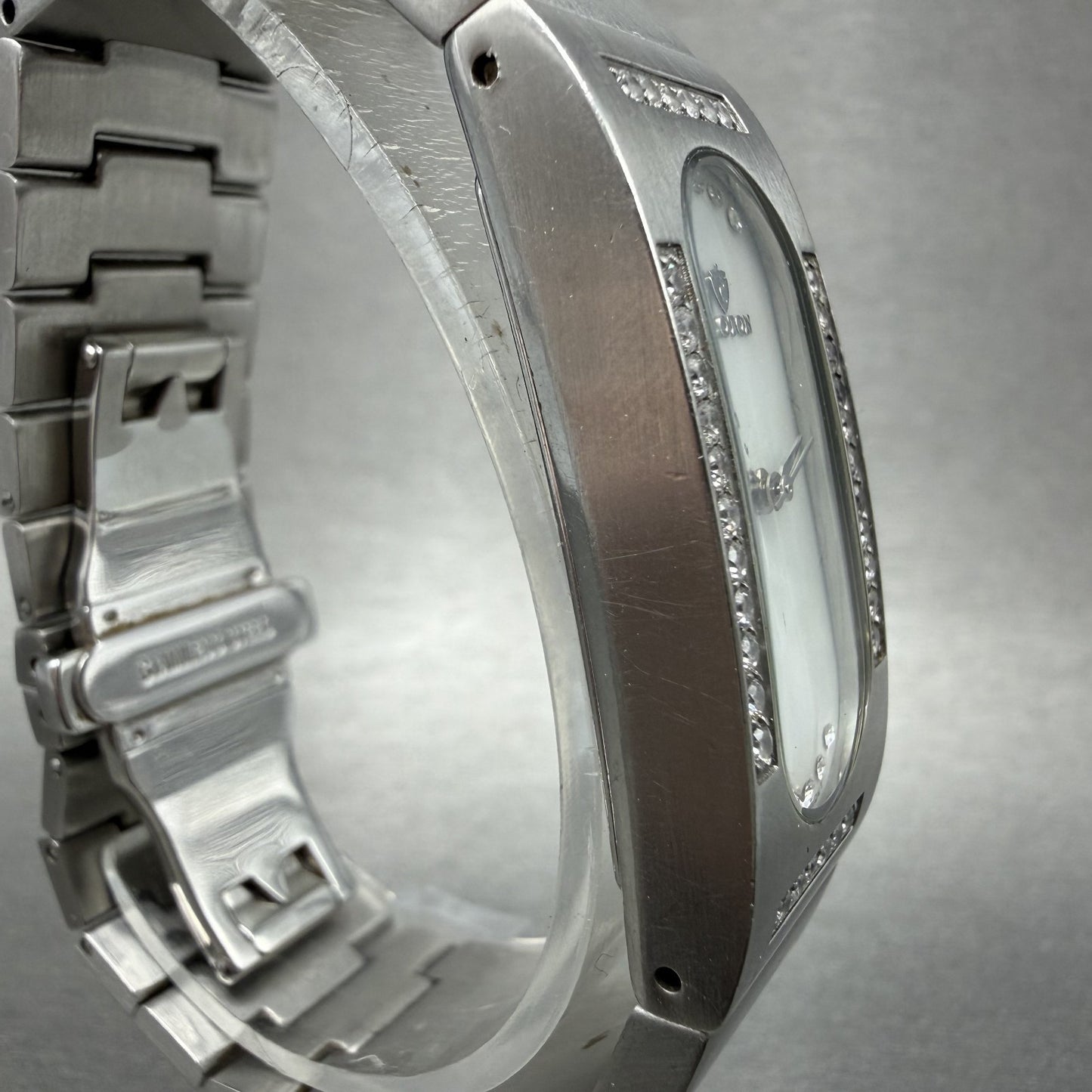 Croton Tank Watch Women 17mm MOP Dial Steel Crystal Bezel Rectangle  New Battery3