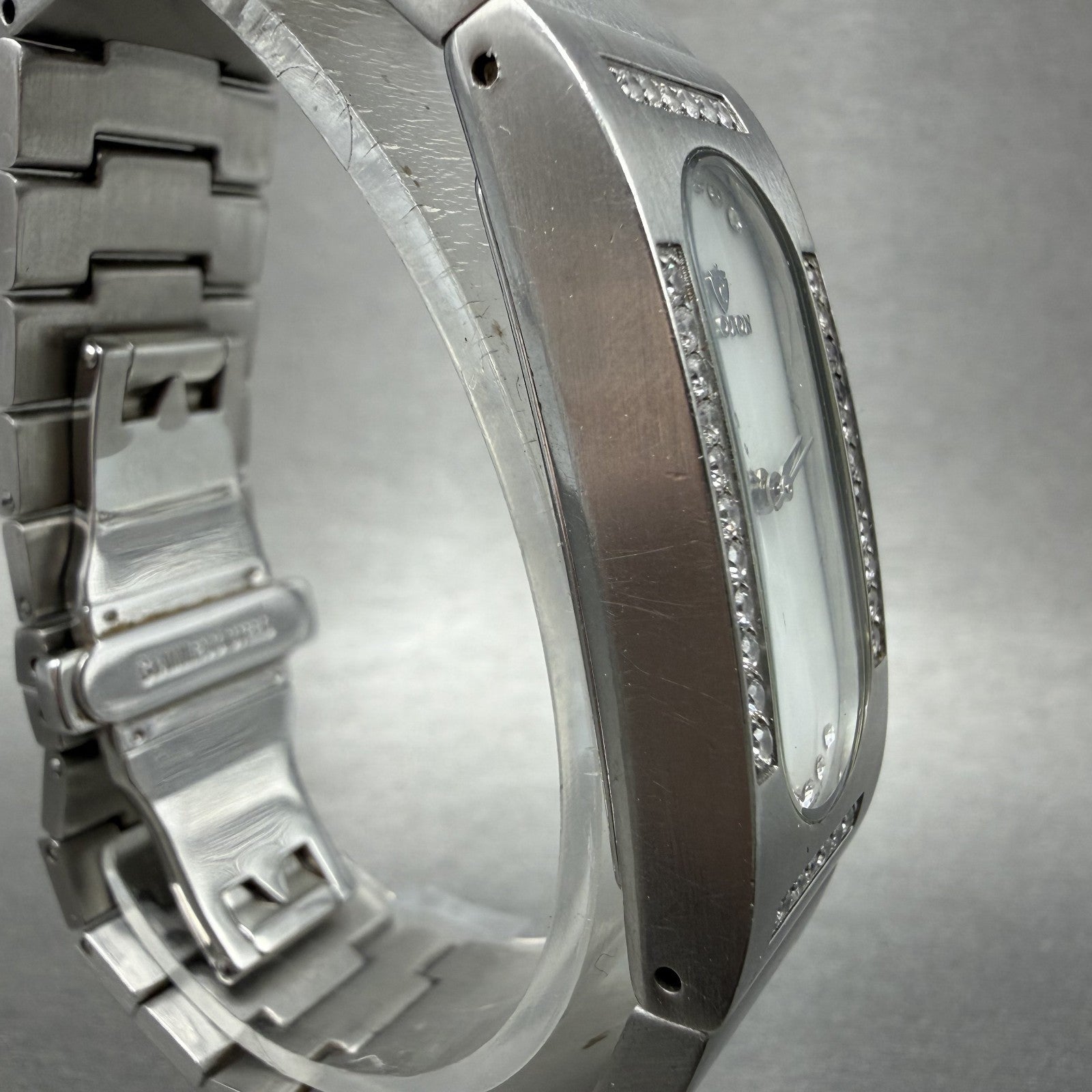 Croton Tank Watch Women 17mm MOP Dial Steel Crystal Bezel Rectangle  New Battery3