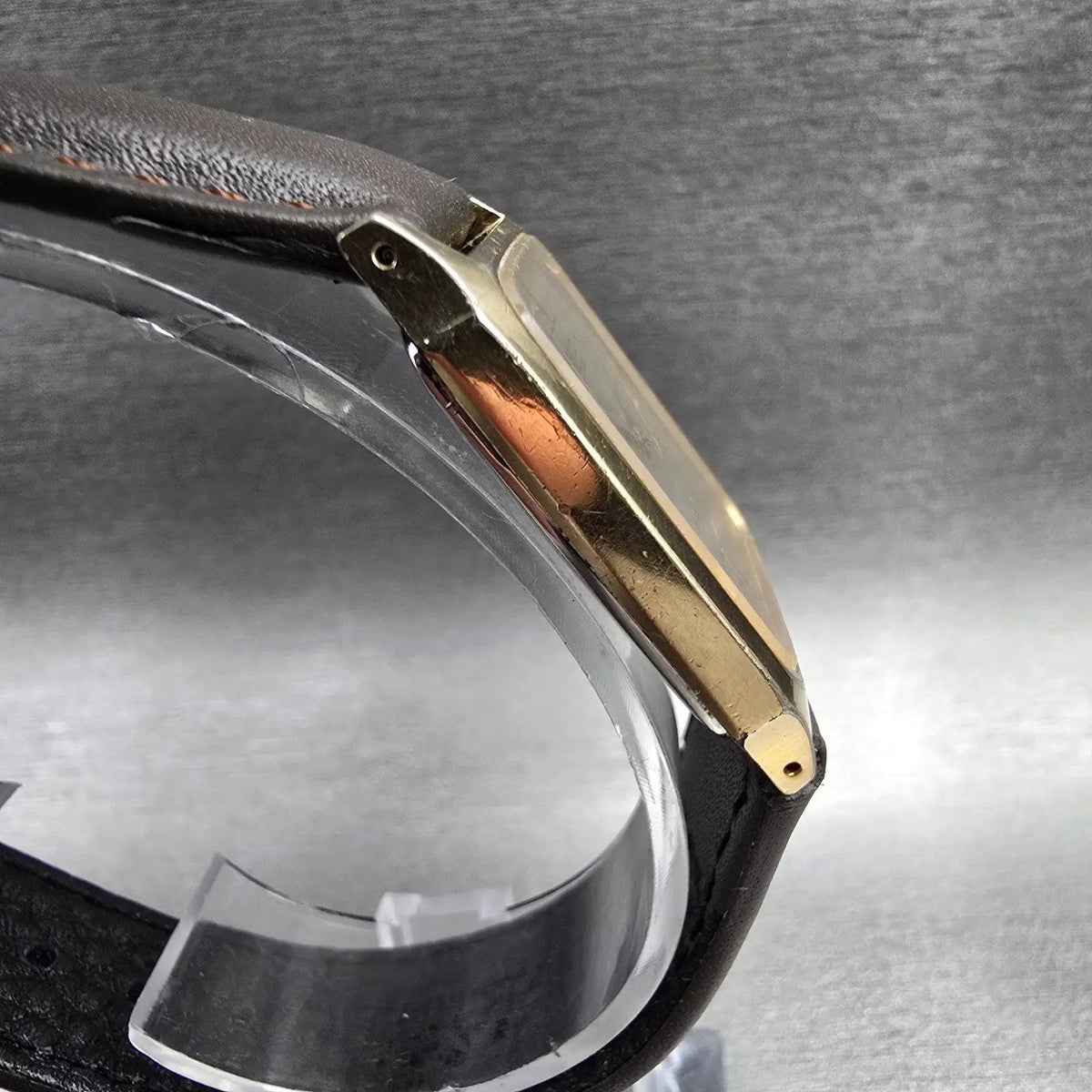 Seiko Tank Watch Men 26mm Silver Dial Gold Tone Rectangle 6530-5500 New Battery3