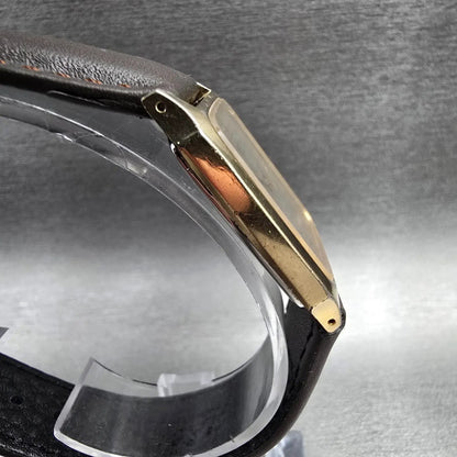 Seiko Tank Watch Men 26mm Silver Dial Gold Tone Rectangle 6530-5500 New Battery3