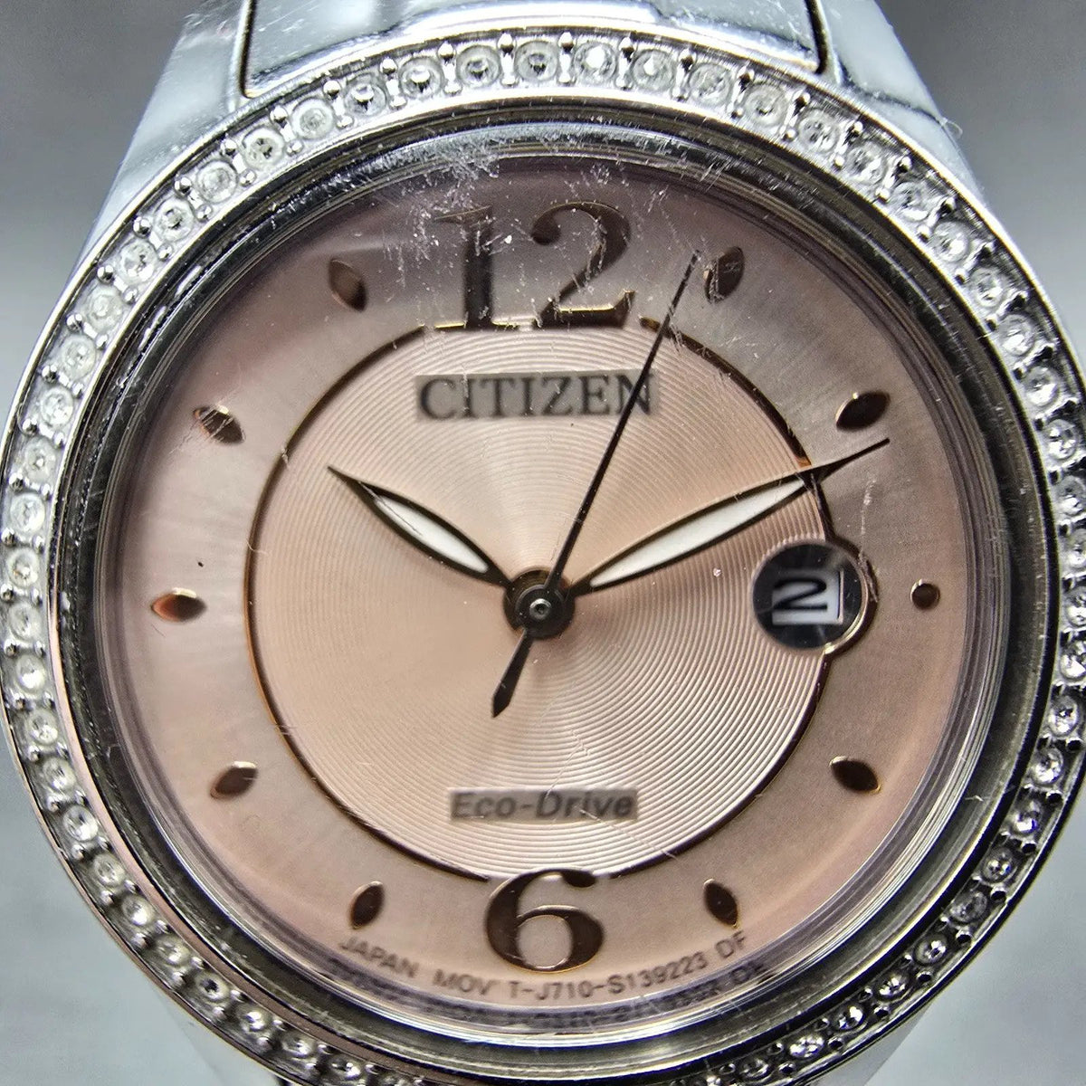 Citizen Silhouette Eco-Drive Watch Women 29mm Pink Dial Steel Date FE1140-86X2
