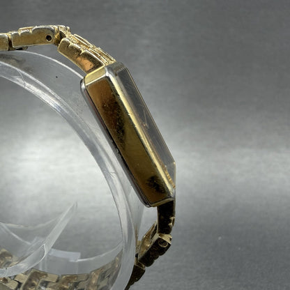 Seiko Tank Watch Women 13mm Black Dial Gold Tone Rectangle 13205249 New Battery3