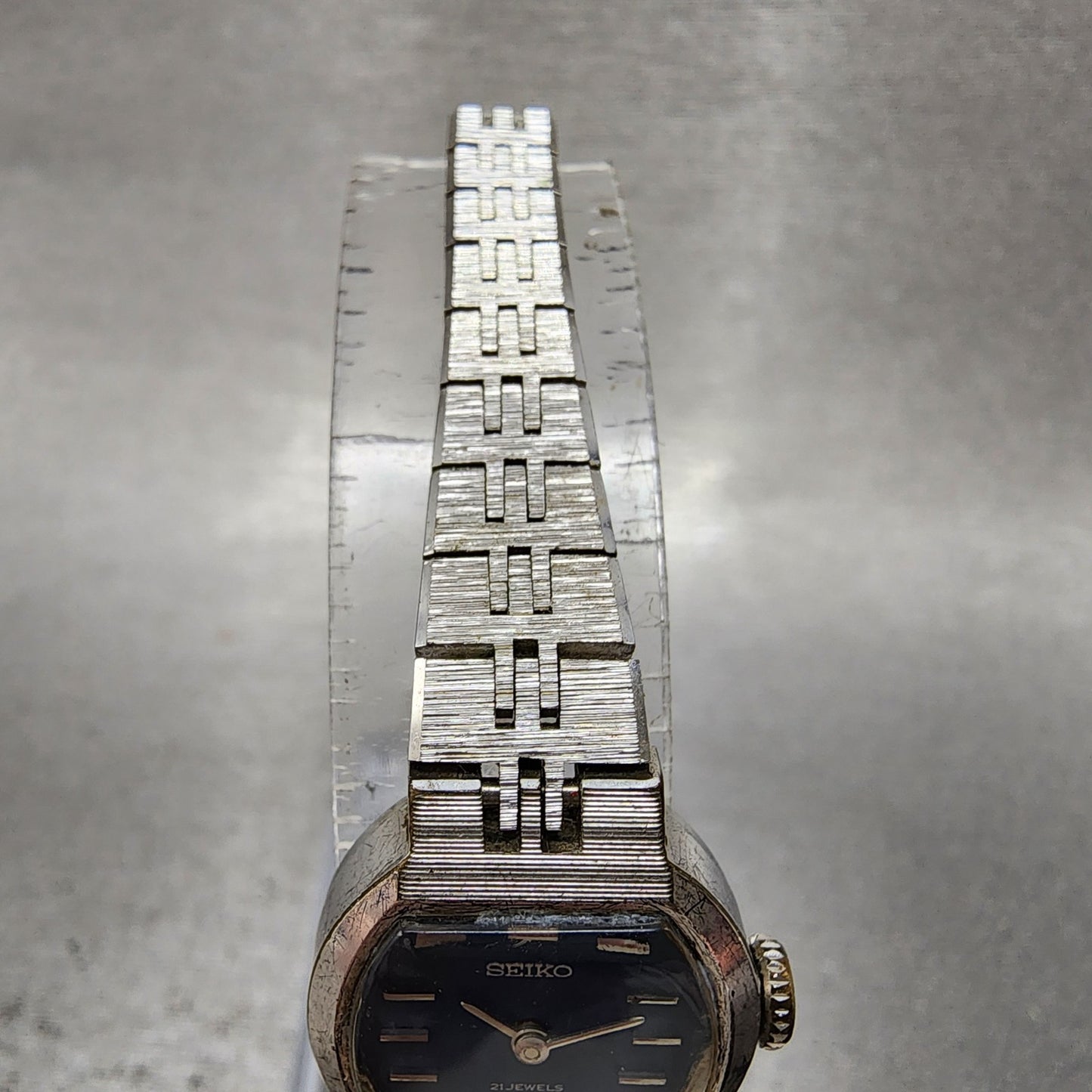 Seiko Watch Women 19mm Blue Dial Silver Tone Oval Manual 103600 Runs4