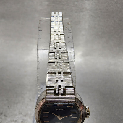 Seiko Watch Women 19mm Blue Dial Silver Tone Oval Manual 103600 Runs4