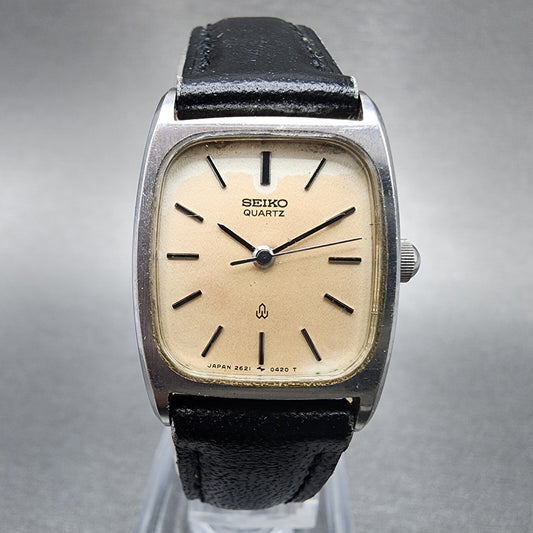 Seiko Watch Women 21mm White Dial Silver Tone Rectangle 2621-5220 New Battery