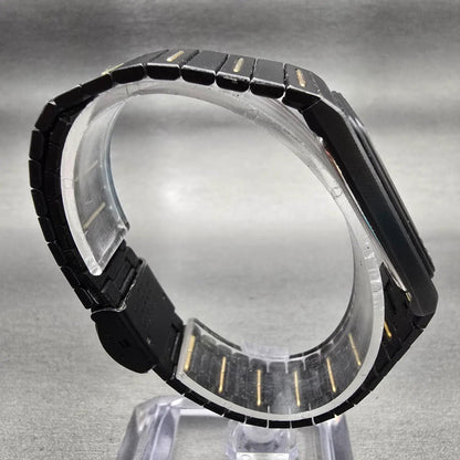 Seiko Watch Men 25mm Black Dial Black Tone Date Rectangle 2A32-5059 New Battery8