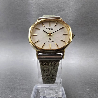 Citizen Castalia Watch Women 25mm White Dial Gold 4-831926 New Battery VTG JP5