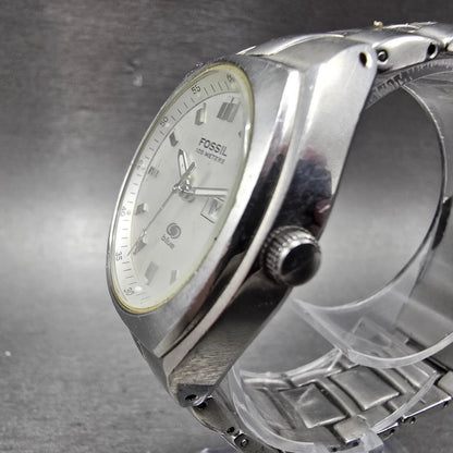 Fossil Blue Watch Women 33mm Silver Dial Silver Tone Daydate AM-3588 New Battery2