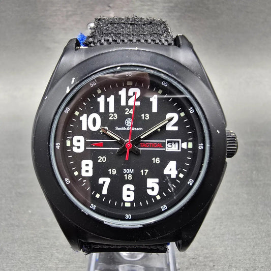 Smith and Wesson Watch Men 43mm Black Dial Black Tone Date Round New Battery0