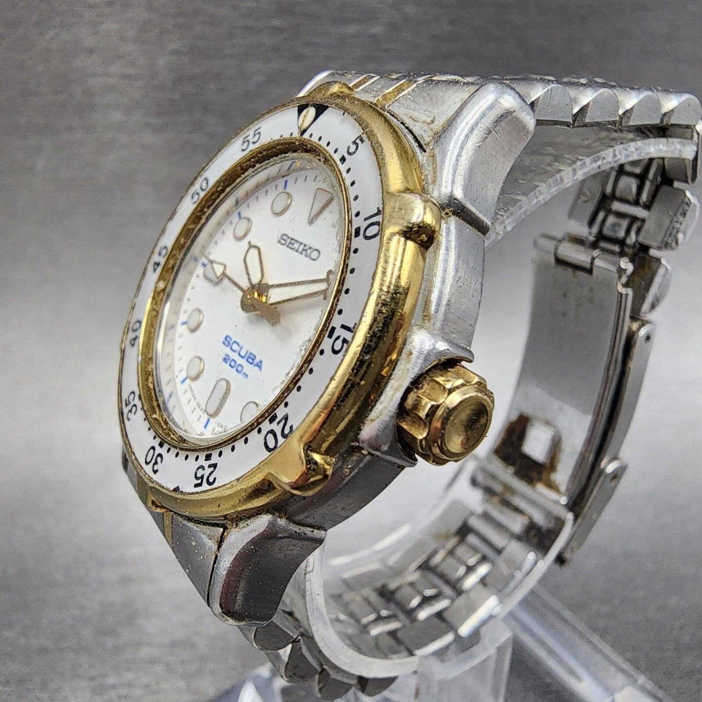 Seiko Diver Watch Women 31mm White Dial Two Tone Date Round 3E250A30 New Batt2