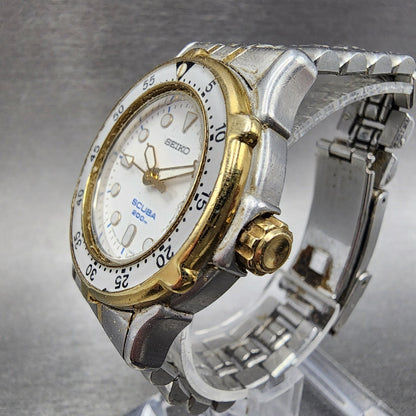 Seiko Diver Watch Women 31mm White Dial Two Tone Date Round 3E250A30 New Batt2