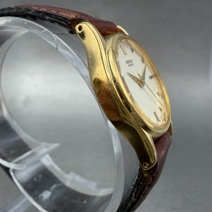 Seiko Watch Women 23mm White Dial Gold Tone Round 1N01-0F50 New Battery Vintage3