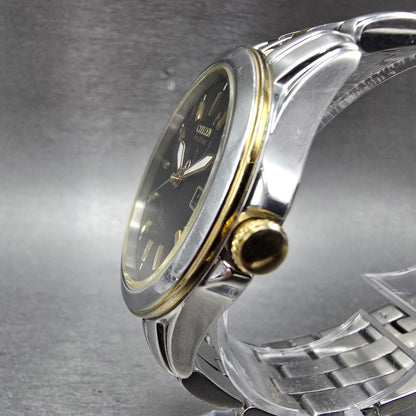 Citizen Eco-Drive Watch Men 40mm Black Dial Two Tone date E111-S064767 Runs2