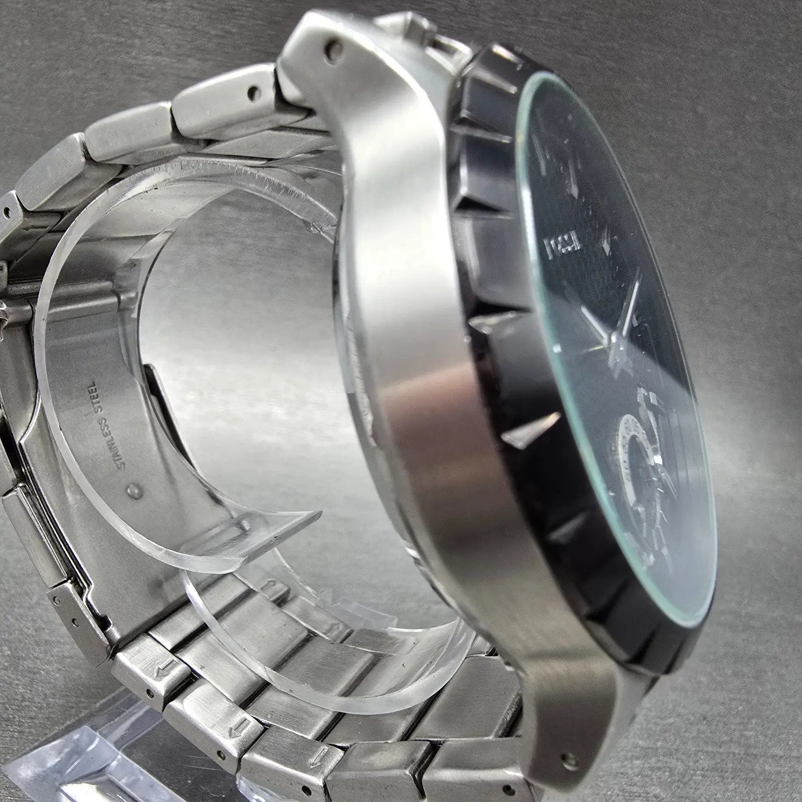 Fossil Twist Watch Men 48mm Black Dial Silver Tone Round ME-1048 New Battery3