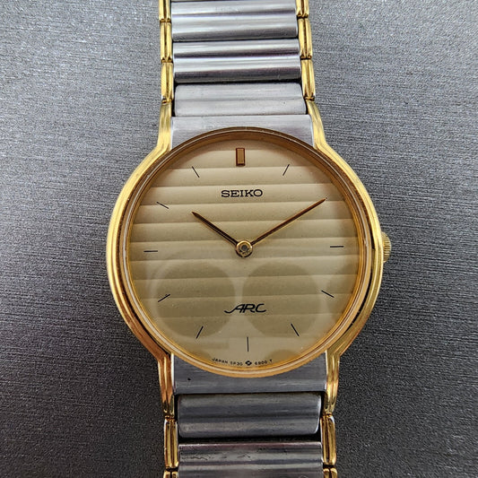 Seiko Arc Watch Men 30mm Champagne Dial Two Tone Round 5P30-6A70 PARTS
