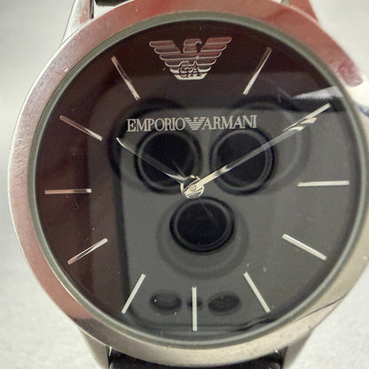 Emporio Armani Watch Men 36mm Black Dial Steel Round AR-2004 New Battery1