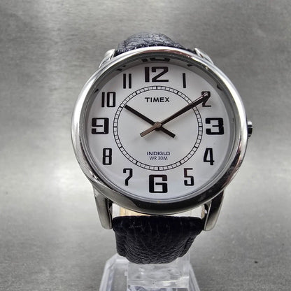 Timex Indiglo Watch Men 35mm White Dial Silver Tone Round T2G171 New Battery5