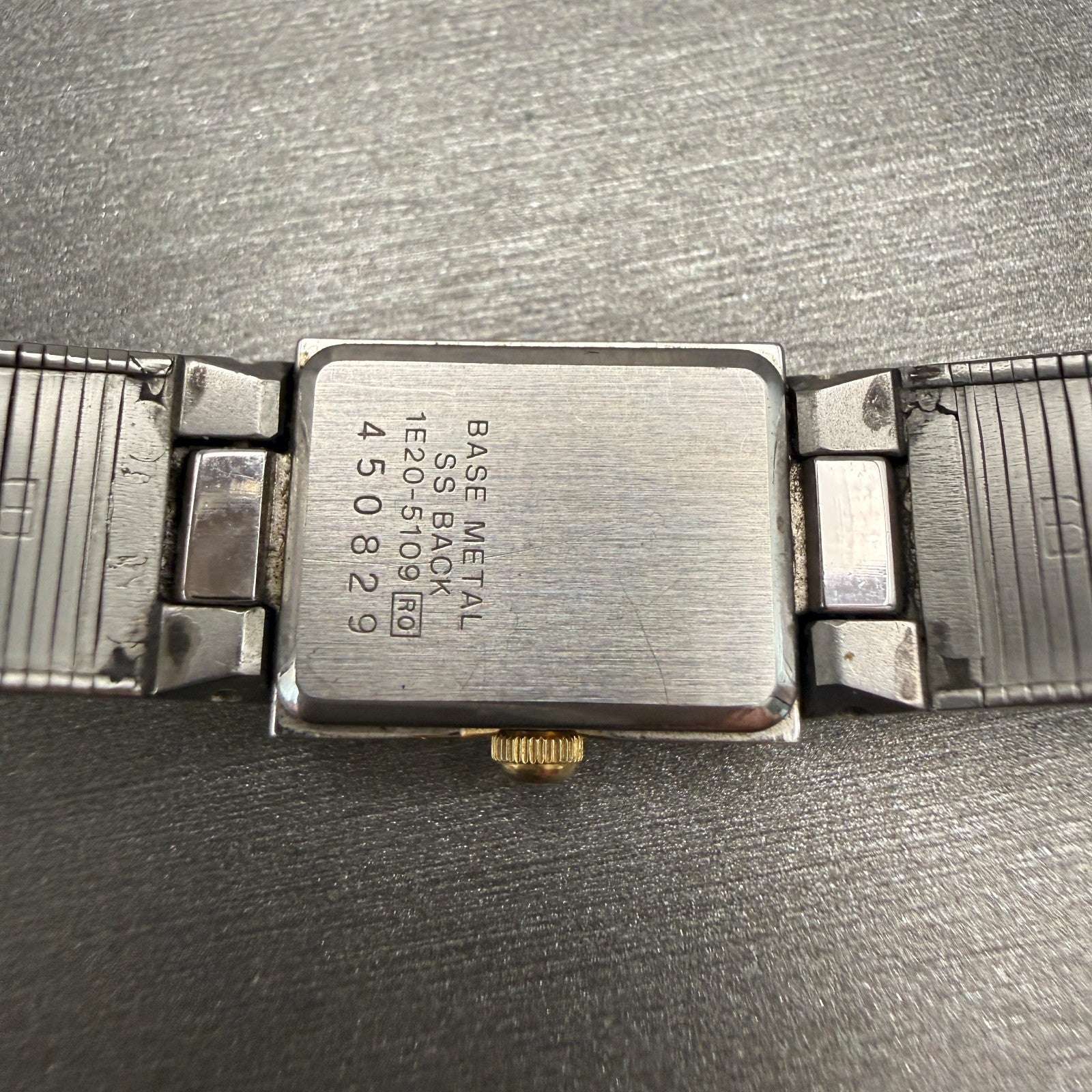 Seiko Watch Women 13mm Silver Dial Two Tone Rectangle 1E20-5109 Vintage New Batt10