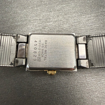Seiko Watch Women 13mm Silver Dial Two Tone Rectangle 1E20-5109 Vintage New Batt10
