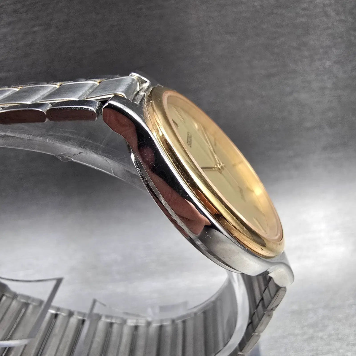 Seiko Spirit Watch Men 33mm Champagne Dial Two Tone Round 7N01-6A70 New Battery3