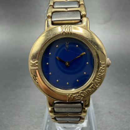Yves Saint Laurent Watch Women 24mm Blue Dial Two Tone Round 2200-229789 Newbat0