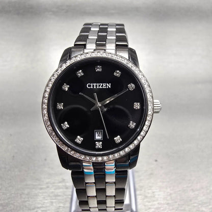 Citizen Watch Women 26mm Black Dial Black & Silver Tone Date G011-S106851 NewBat0
