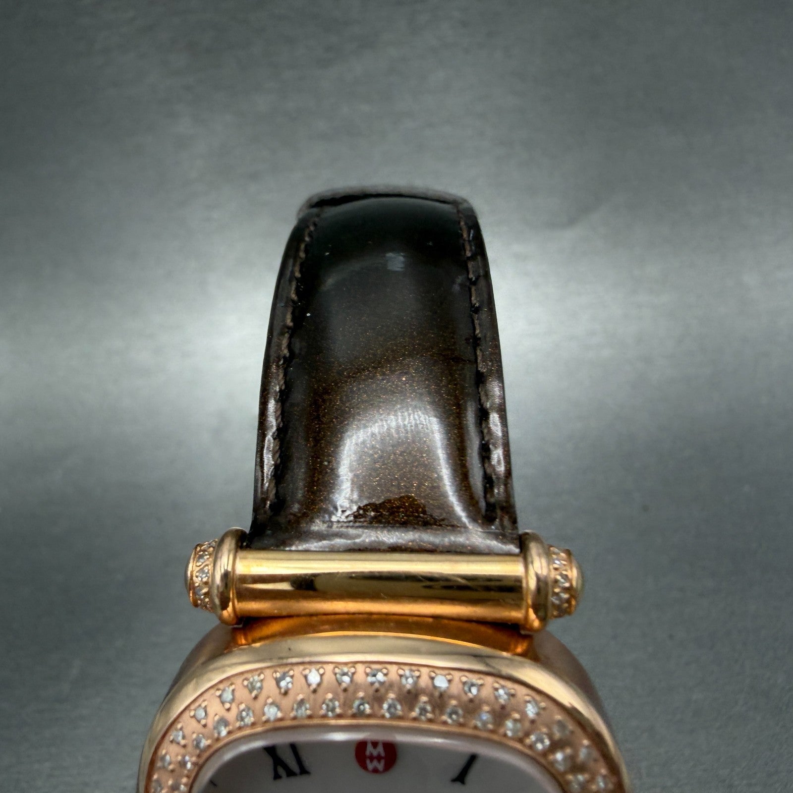 Michele Caber Isle Diamond Watch 32mm Women Mop Dial Rose Gold Tone Oval New Bat4