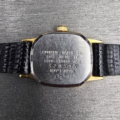 Citizen CQ Watch Women 17mm Black Dial Gold Tone Oval 5920-S49810 New Battery KA10